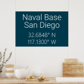 Naval Base San Diego Latitude Longitude Poster (Keuken)