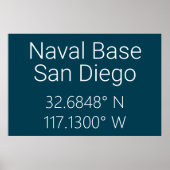 Naval Base San Diego Latitude Longitude Poster (Voorkant)
