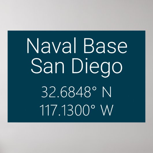 Naval Base San Diego Latitude Longitude Poster (Voorkant)