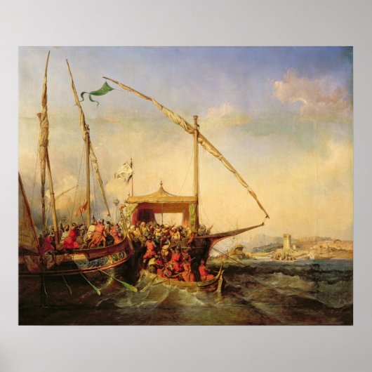 Naval Battle of Imbre in 1346, 1842 Poster (Voorkant)