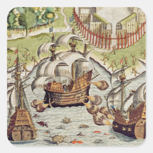 Naval Battle tussen Portugal en Frankrijk Vierkante Sticker