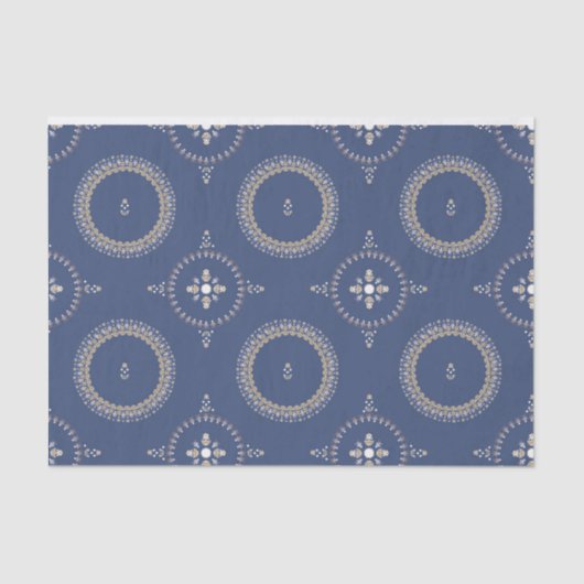 Naval Blue Elegant Ornamental Floral Tissuepapier (Voorkant)