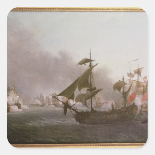 Naval Combat op het eiland Grenada Vierkante Sticker (Voorkant)
