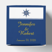 Naval Compass Roos in Navy en Yellow Wedding Bedankdoosjes (Bovenkant)