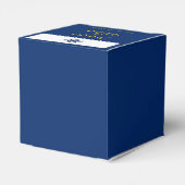 Naval Compass Roos in Navy en Yellow Wedding Bedankdoosjes (Achterkant)