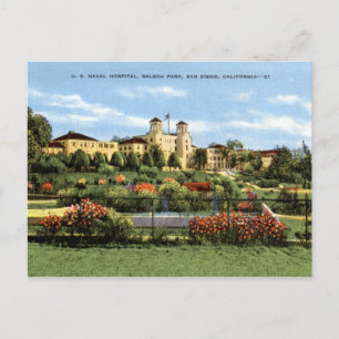 Naval Hospital, Balboa Park, Vintage van San Diego Briefkaart