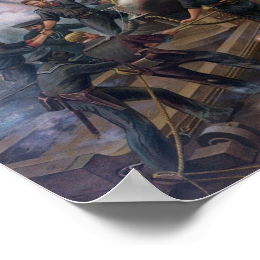 Naval in de burgeroorlog - Kearsarge en Alabama Poster (Hoek)