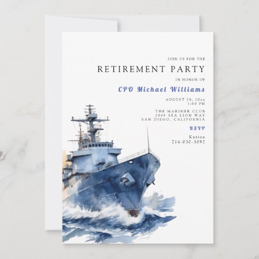 Naval Military Retirement Party Kaart (Voorkant)
