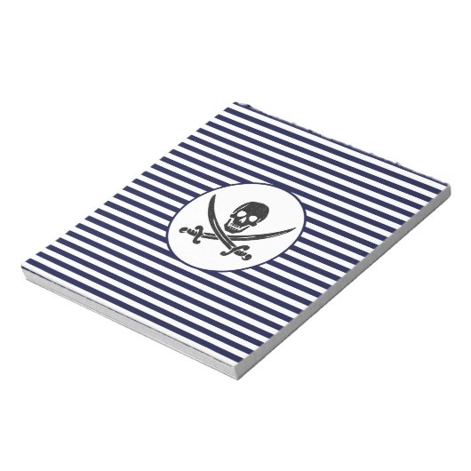 Naval Pirate Skull en cross-botten Notitieblok (Linkerzijde)