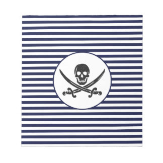 Naval Pirate Skull en cross-botten Notitieblok