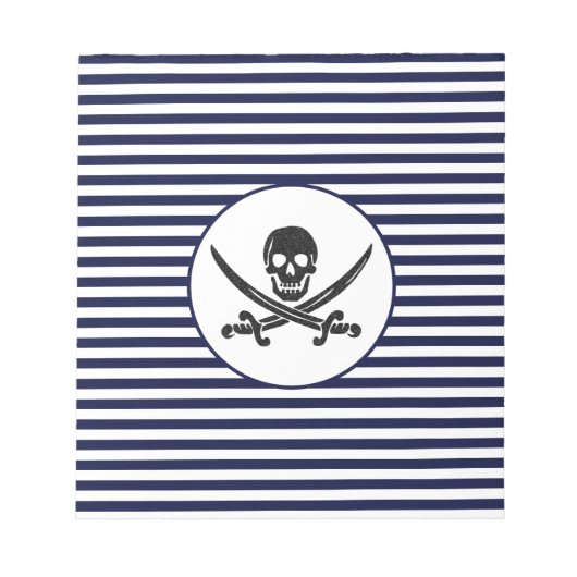 Naval Pirate Skull en cross-botten Notitieblok (Voorkant)