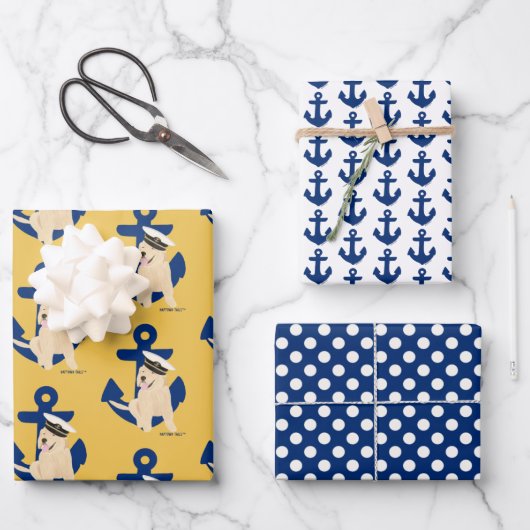 Naval Pup Annapolitan Wrapping Paper Set van 3 (Voorkant)