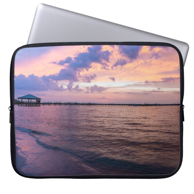 Navarra Beach Magic Hour Paarse Sunset Laptop Sleeve (Voorkant)