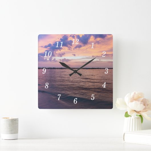 Navarra Beach Magic Hour Paarse Sunset Wall klok (Huis)