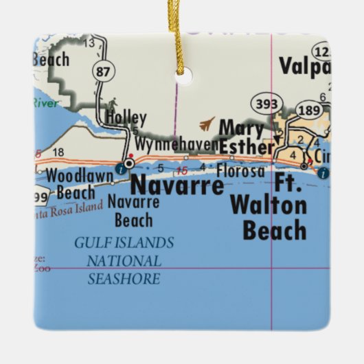 Navarra Florida Map Keramisch Ornament (Voorkant)