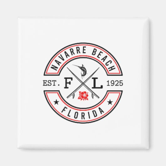 Navarre Beach Florida Fl Retro Surfer Beach Front  Magneet (Voorkant)