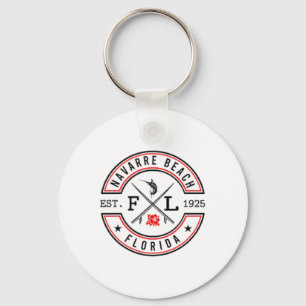 Navarre Beach Florida Fl Retro Surfer Strand Voor Sleutelhanger