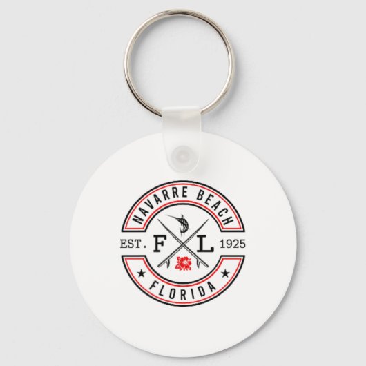 Navarre Beach Florida Fl Retro Surfer Strand Voor  Sleutelhanger (Voorkant)