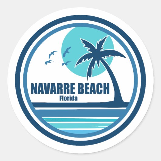 Navarre Beach Florida Palm Tree Birds Ronde Sticker (Voorkant)