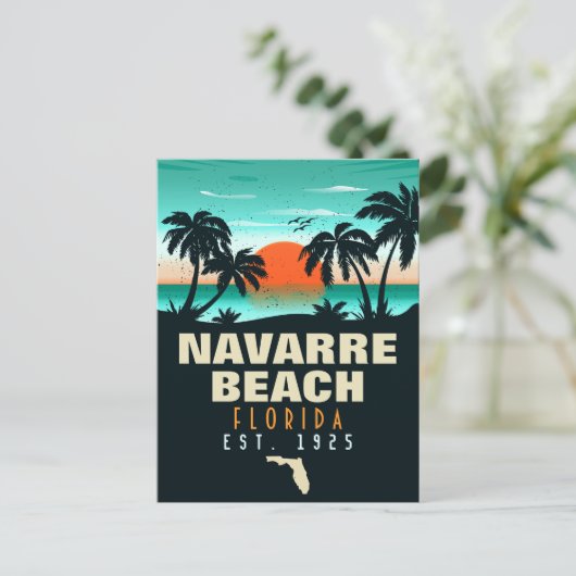 Navarre Beach Florida Retro Sunset Souvenirs Briefkaart (Staand voorkant)