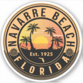 Navarre Beach Florida Retro Sunset Souvenirs Sticker (Voorkant)