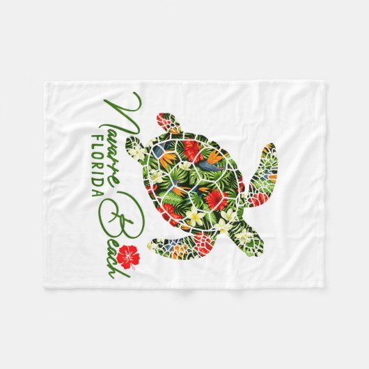 Navarre Beach Florida Sea Turtle Tropical Hibiscus Fleece Deken (Voorkant (Horizontaal))