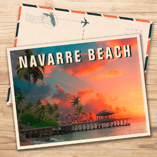 Navarre Beach Florida Tropische palmboom jaren 195 Briefkaart