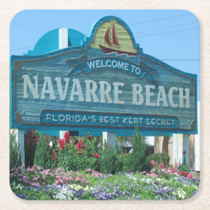 Navarre Beach, Florida, welkomstteken Kartonnen Onderzetters
