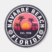 Navarre Florida Beach Retro Sunset Palm Trees 60s Magneet (Voorkant)