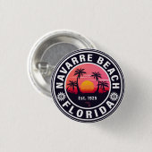 Navarre Florida Beach Retro Sunset Palm Trees 60s Ronde Button 3,2 Cm (Voorkant /achterkant)
