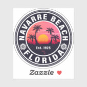 Navarre Florida Beach Retro Sunset Palm Trees 60s Sticker (Vel)