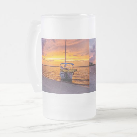 Navarre Florida Fire Sunset Frosted Glass Beer Mok (Voorkant links)