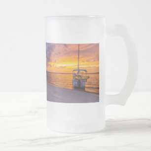 Navarre Florida Fire Sunset Frosted Glass Beer Mok