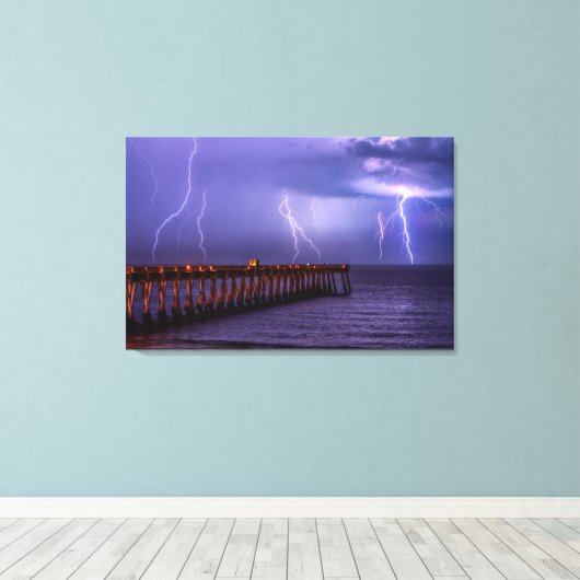 Navarre Florida Lightning Storm Canvas Afdruk (Insitu (Houten vloer))