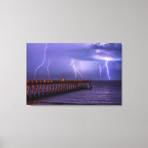 Navarre Florida Lightning Storm Canvas Afdruk