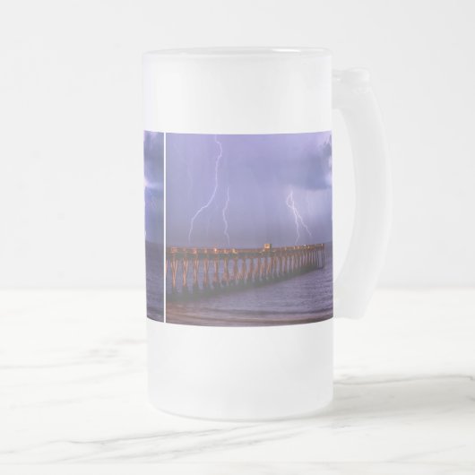 Navarre Florida Lightning Storm, gevist glasbier Matglas Bierpul (Voorkant rechts)