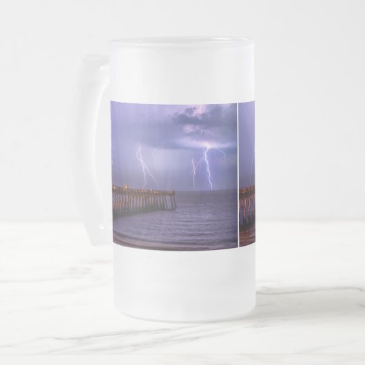 Navarre Florida Lightning Storm, gevist glasbier Matglas Bierpul (Voorkant links)