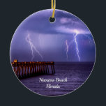 Navarre Florida Lightning Storm Ornament<br><div class="desc">Ornament met - Wat een verbazingwekkend bliksemstorm op Navarre Beach Vist Pier in Florida, Verenigde Staten. Het was zeker iets om uit een condooms balkon te kijken. Op zoek naar meer prints of producten? Je kunt mijn winkel bezoeken: http://www.zazzle.com/timelessmomentsphtgy Deze foto is genomen door Jennifer White met Timeless Moments Photography....</div>