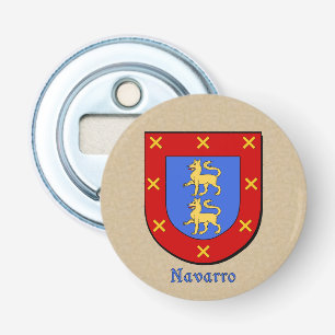 Navarro Heraldic Arms on Parchment Button Flesopener