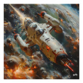 Nave espacial futurista en combate intergaláctico perfect poster (Voorkant)