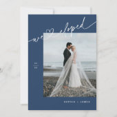 NAVE Navy Minimalistische hart Elopement aankondig Kaart (Voorkant)