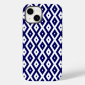 Navelblauw en wit diamantpatroon Case-Mate iPhone case (Achterkant)