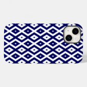 Navelblauw en wit diamantpatroon Case-Mate iPhone case (Achterkant (horizontaal))