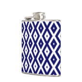 Navelblauw en wit diamantpatroon heupfles (Links)