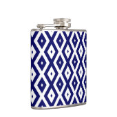 Navelblauw en wit diamantpatroon heupfles (Rechts)