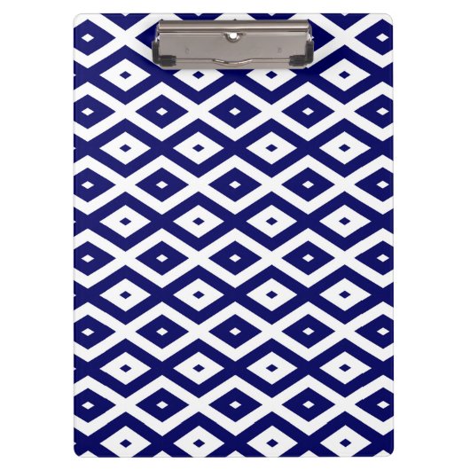 Navelblauw en wit diamantpatroon klembord (Voorkant)