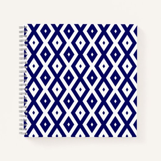 Navelblauw en wit diamantpatroon notitieboek (Voorkant)