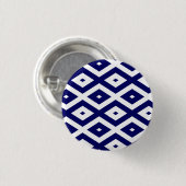 Navelblauw en wit diamantpatroon ronde button 3,2 cm (Voorkant /achterkant)
