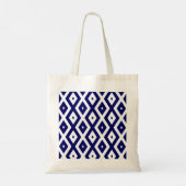 Navelblauw en wit diamantpatroon tote bag (Achterkant)