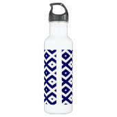 Navelblauw en wit diamantpatroon waterfles  (Achterkant)